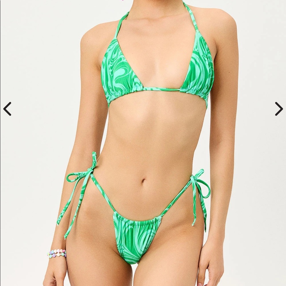 Frankies Bikinis Tia Satin Bikini in Rainforest XS